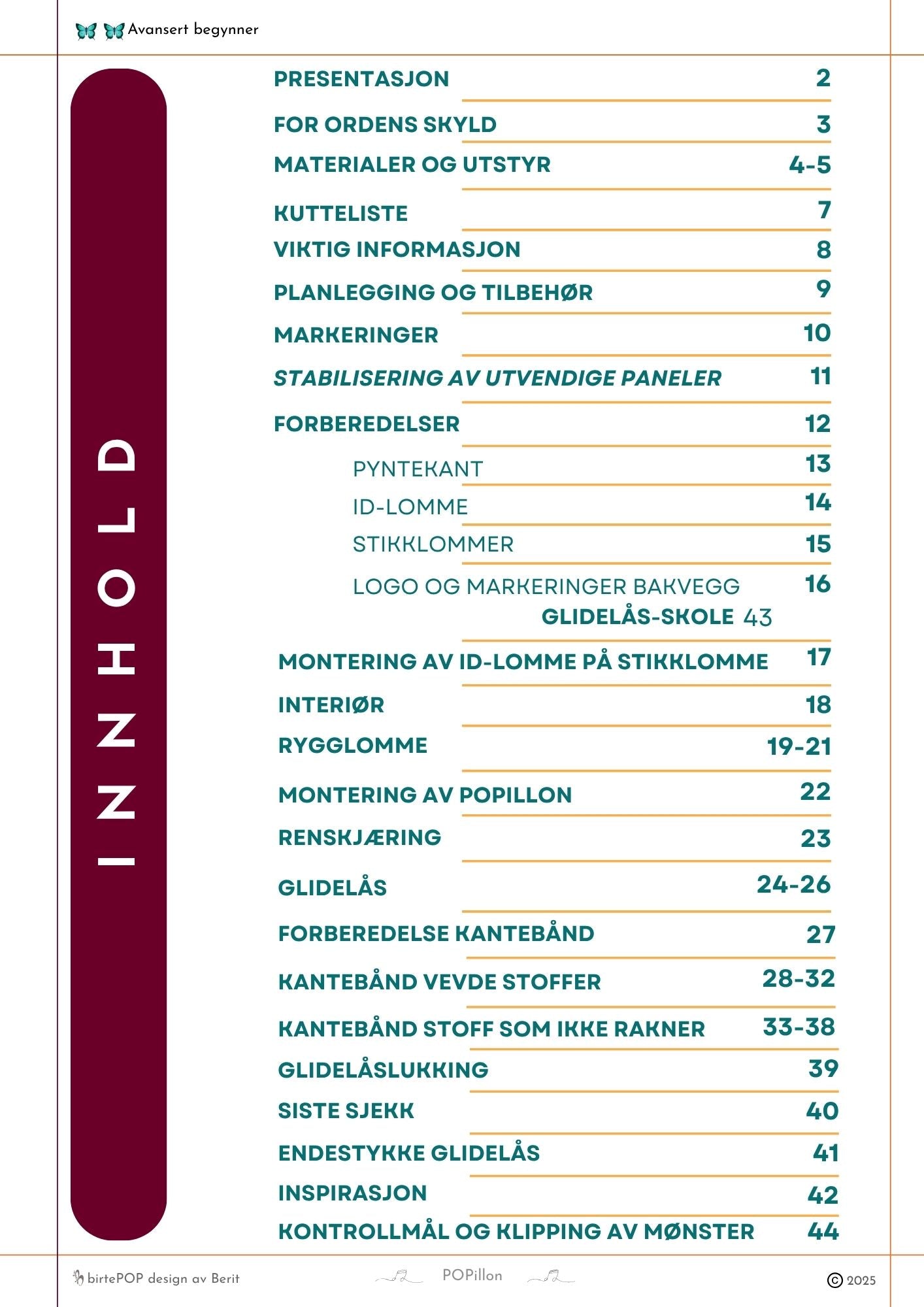 Mønster til POPillon reisemappe